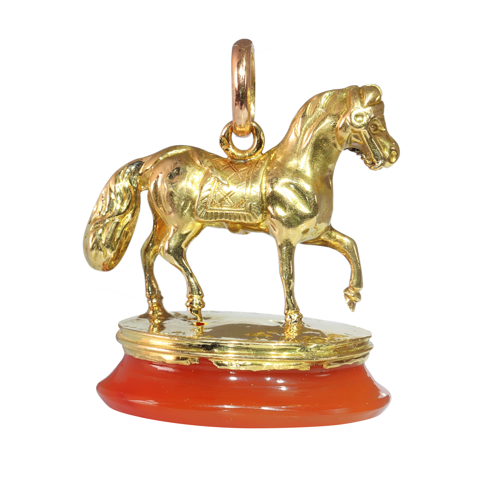 Vintage 18K Gold Horse Pendant Seal: Victorian Elegance